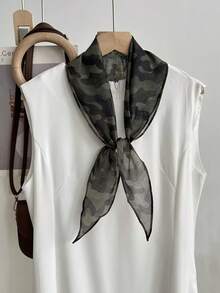 女士菱形真丝围巾，轻盈柔软，不规则设计，休闲时尚，日常多功能系带腰带手提包，女士颈部夏季外出礼物 - 彩色 - 查看 3