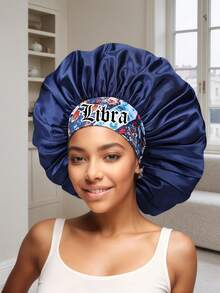 1个个性化十二星座印花缎面睡帽，宽边弹力发帽（图案随机发货） - 藏青色-星座(SM11) - 查看 18