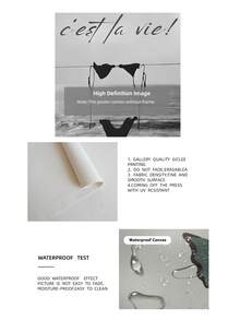 1pc Frameless 'This Is Life' Quote Wall Art - French Saying Minimalist Bikini Beach Print, Black White Retro Coastal Bathroom Decor For Bedroom Dorm Home Office Classroom, Vintage Style Poster & Best Gift Choice - Multicolor - View 9