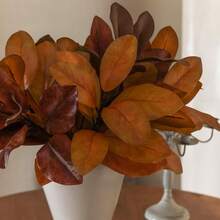 Artificial Fall Magnolia Leaves Stems 8 PCS, Fall Decorations For Indoor Outdoor Halloween Than1ks 1giving Farmhouse Arrangement Decorations For Front Door Wedding Centerpieces In Autumn - 25q-gz-ssyly(8件) - 查看 6