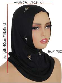 1件装女士针织头巾，弹性面料，镶嵌水钻，粘胶材质，方便日常佩戴，马来西亚时尚头巾，适合搭配穆斯林头巾服饰 - 水滴鑽頭巾 - 查看 10