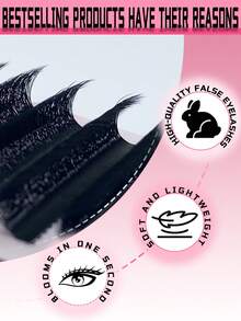 12 filas de pestañas 4D de 0.07mm, pestañas abanico pre-hechas 2D 3D 4D 5D, extensiones de pestañas individuales de alta calidad 0.07 C/D Curl, naturales y suaves, pestañas postizas, grupos de pestañas, pestañas individuales - C - Ver 4