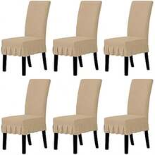 Easy-Going Dining Chair Covers Stretch Parsons Chair Slipcover With Skirt Chair Covers For Dining Room Restaurant Banquet (2 PCS, Light Gray) Local Shipping - Sand - 查看 1