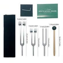 3pcs/Set Chakra Tuning Forks, Aluminum Alloy 128Hz, 256Hz, 384Hz, 512Hz Tuning Forks, Tuning Fork Tools, Silver-Gray Sound Instrument Set With Carrying Bag, Mallet, Etc. Great For Yoga And Meditation, Chakra Balancing Tool - Silver - View 10
