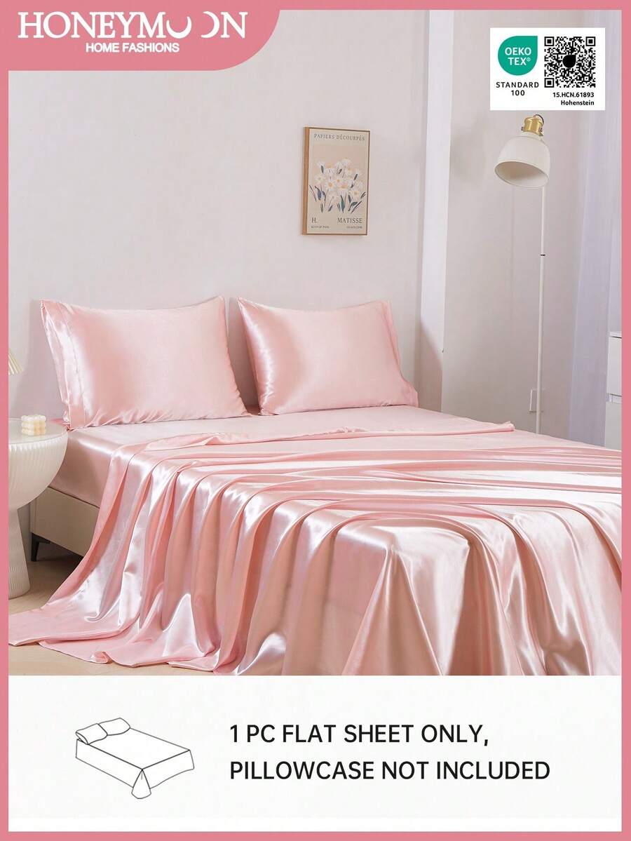 1 bộ ga trải giường satin cao cấp, mềm mại và thoáng khí, chống nhăn, cải thiện chất lượng giấc ngủ, phong cách khách sạn sang trọng, món quà lý tưởng cho cha mẹ và bạn bè, thiết kế túi sâu, phù hợp với giường đơn, đôi, cỡ Queen, cỡ King, đạt chứng nhận Oeko-Tex. - Màu Hồng baby - Xem 1