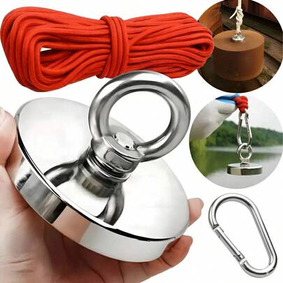 Imã De Neodímio Pesca Magnetica Até 200-350 Kilos De Tração 10 Metros de corda