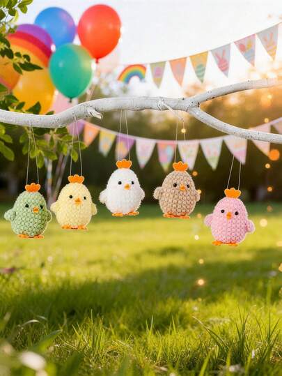 1个可爱3.15英寸毛绒复活节小鸡挂饰，春季派对节日装饰，复活节礼物，复活节派对装饰，复活节工艺品，派对礼品袋填充物，复活节篮子填充物，春季派对装饰