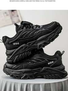 男士软底新款休闲运动鞋，轻便、时尚、减震、透气、多功能跑步鞋 - 黑色 - 查看 2