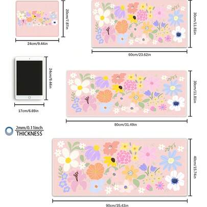 1 片杏色花卉图案鼠标垫，盛开的桌面垫，防滑橡胶包边光滑鼠标垫，2 毫米厚，适用于任何鼠标，新年礼物，情人节礼物，送给女朋友、爱人和妈妈