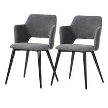 HOMEMAKE FURNITURE Conjunto de 2 Sillas de Comedor Modernas Asiento Tapizado con Respaldo de Diseño Vintage Pies Estables de Metal Sillas para Cocina y Sala de Estar Gris