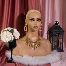 USA Warehouse Realistic Mannequin Head With Shoulders Wig Display Head Life Size European And American Fashion Woman Manikin Heads - màu nâu - Xem 6
