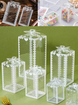 10 piezas/paquete Cajas de regalo transparentes de PVC, adecuadas para el Día de San Valentín, bodas, cumpleaños, fiestas, eventos, Navidad