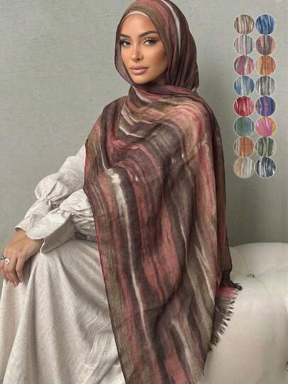 1pc Women's Casual Rayon Rainbow Headband, Fashionable Boho Carnival Ribbon Scarf, Suitable For Daily Wear