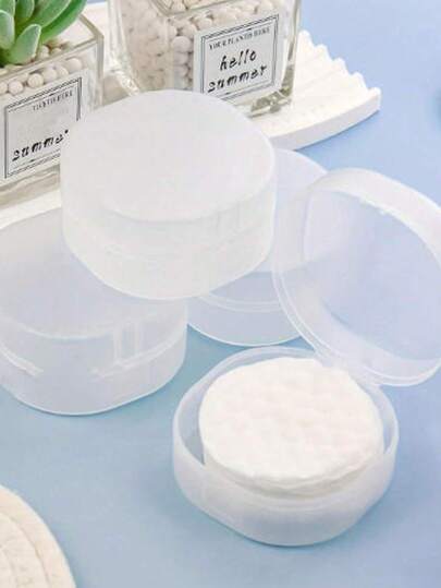 1/2/3pcs Small Transparent Plastic Round/Rectangular Storage Box - Portable Makeup Pad And Makeup Remover Storage Box, Sealed Travel Design, Suitable For Brushes, Balls, Beads Etc. - Bathroom And Vanity Storage, Makeup Remover Storage Box, Smooth Surface, Transparent Storage Box