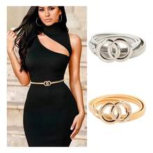 TendenciaCinto Elástico Delgado Estilo Vintage Diseño CircularCalidad premium - Plateado - Ver 9