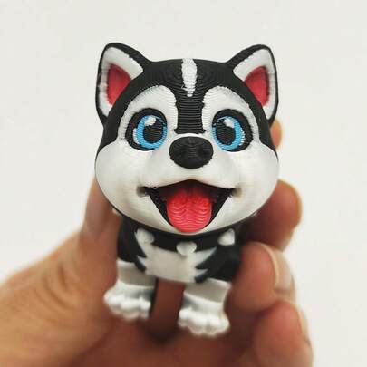 Captivating 3D Printed Husky Statue - Perfect Gift For 3D Printing Enthusiasts, Flexible Joints, Suitable For Home And Office Decor