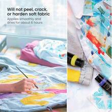 12/24 Farben Stoffmalfarben Set, inklusive 6 Pinsel, 1 Palette, permanente 3D Textilfarbe für Kleidung, Schuhe, Leinwand und mehr, 14/26 Farben erhältlich, 30ml/1,01oz pro Flasche - Einzelstück - Übersicht 5