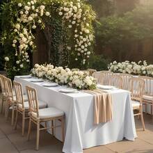 Fitable White Rectangle Tablecloths For 6 Foot Tables, 6 Pack - 70 X 108 Inches - Stain Resistant And Washable Table Clothes, Polyester Fabric Table Covers For Wedding, Party, Banquet, Buffect - White70x108In - View 3