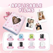 Mini Photo Album For Fujifilm Instax Mini Film, Ideal For  2x3 Photos, K Photocard Binder With Heart Cutout Cover, Hanging Hole For Pendant, 40 Pockets, 6 Styles, Pocket-Size Album (Pink) - Pink - 查看 4