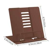 Book Stand Metal Desk Book Holder, Book Holders For Reading Hands Free, Adjustable Cookbook Documents Holder, Portable Bookstand For Music Books, Textbook, Recipe, Tablet, Ipad (Brown) - Brown - View 4