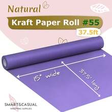 SMART&CASUAL 15\ X 450\ (37.5') Kraft Paper Roll For Art Craft Supplies Gift Wrapping Moving PacFKing  Painting Drawing Paint Easel Poster Chart Paper (Purple, 15\ W X 450\ L (37.5')) - purple - 查看 3