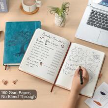 A5 Bullet Dotted Journal Notebook - 150gsm Thick Paper, 256 Pages, Dot Grid Hardcover, Tree Of Life Design, Fine Inner Pocket - 5.9inch * 8.5inch SeaGreen - 海綠色A5點狀 - 查看 5