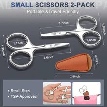 2Pack Small Eyebrow Scissors, Stainless Steel Nose Hair Trimming Scissors With Rounded Tips, Precision Grooming For Beard/Mustache/Facial Hair, Travel Friendly &  For Men Women - 預設 - 查看 5