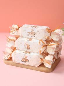 6pcs Brown Bear Gift Boxes With Ribbon, Teddy Bear Pattern Babe Shower Candy Boxes, 1st Birthday Party Gift Packaging Boxes, Gender Reveal Party Favor Box, Treat Boxes, Happy Birthday Party Supplies, Gender Reveal Party Supplies, Kitchen Baking Gift Wrapping Supplies, Snack Food Boxes, Babe Shower Decoration, Gender Reveal Decoration, Babe Shower Gifts, Brown Bear Party Decor, Newborn Babe Party Table Decor - Brown Bear - View 2