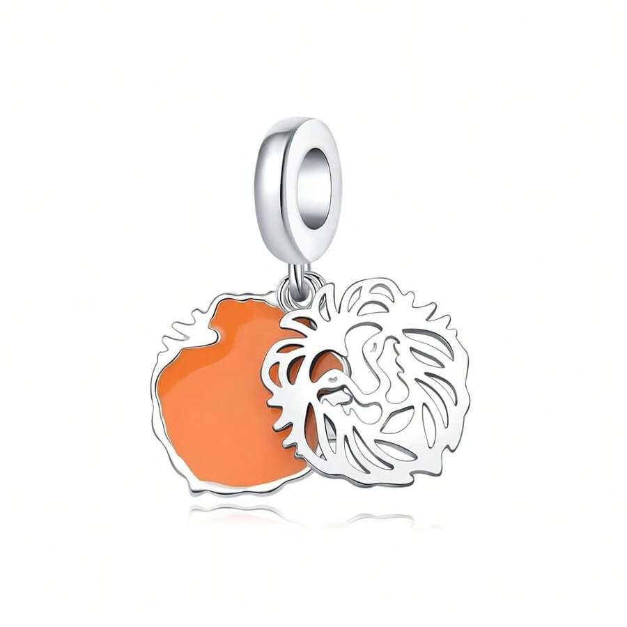 Cute Panda Animal 925 Sterling Silver Charms For Bracelets And Necklace Dangle Pendants Butterfly Elephant Dog Bead Jewelry Present For Women Family Friends - 橙銀獅子吊墜 - 查看 1