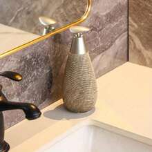 1pc Creative Retro Style Ceramic Push-Type Soap Dispenser With Pump, Hand Soap Bottle, Suitable For Bathrooms Kitchens And Toilets