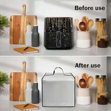 Air fryer mat, heat resistant, waterproof, dustproof, suitable for various air fryers with multiple functions - Plateado - Ver 5