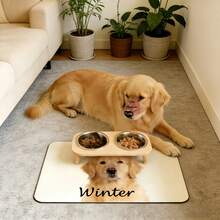 1 Peça Tapete Personalizado para Ração de Animais de Estimação, Tapete para Ração com Foto e Nome Personalizado de Animal de Estimação, Tapete Personalizado para Tigela de Cachorro/Gato, Design com Foto e Nome, Tapete para Refeição de Animais de Estimação para Amantes de Cachorros, Perfeito para o Dia dos Namorados e Ocasiões Especiais - Multicolorido - Visão 4
