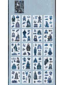 30pcs Large Halloween Stickers & 20pcs Gothic Scrapbooking Papers, Suitable For Journals, Scrapbooks, Collages, Bullet Journals, Planners, Arts & Crafts - Multicolor - View 10