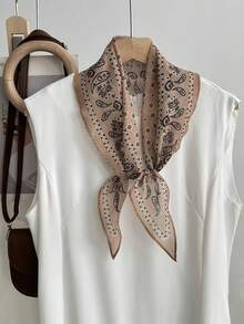 女士菱形真丝围巾，轻盈柔软，不规则设计，休闲时尚，日常多功能系带腰带手提包，女士颈部夏季外出礼物 - 彩色 - 查看 10