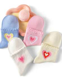 1双薄款糖果色蕾丝边粉色爱心网眼透气吸汗学生短袜，春夏款 - 彩色 - 查看 3