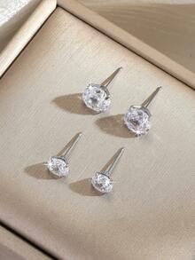 一对玫瑰形锆石耳钉，优雅奢华，是送给女性和女孩的绝佳礼物，适合日常佩戴。 - 彩色 - 查看 8