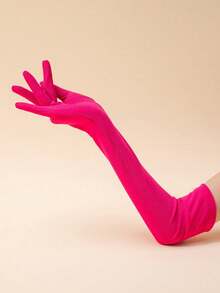 1 Paar Milchseide Dehnbare Handschuhe, geeignet für Party, Karneval, Feier - Rosenrot-251 - Übersicht 3