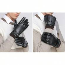 TendenciaGuantes De Cuero De Invierno Pantalla Táctil Cálido Y SuaveCalidad premium - Negro - Ver 4