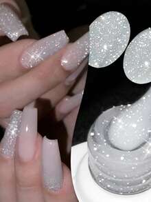 BORN PRETTY 10ml 银色闪亮亮片凝胶指甲油，反光闪亮，半永久美甲艺术设计，可卸除，适用于UV/LED美甲沙龙和家庭DIY