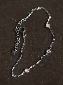 1pc S925 Sterling Silver Minimalist Triple Cubic Zirconia Disc Bracelet, Fashionable & Versatile Accessory, Delicate Gift - Round - View 3