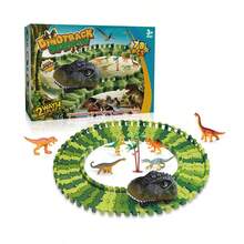 Conjunto de pista de carreras de dinosaurios para niños, pista flexible con coches de dinosaurios y modelos de animales móviles, juguete de construcción 2 en 1 - regalo ideal para Año Nuevo/cumpleaños para niños y niñas - Multicolor - Ver 14