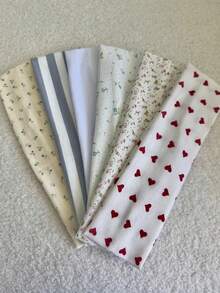 1/6pcs Fashion Printed Headbands, Women's Floral, Bow, Heart Elastic Non-Slip Soft Fabric Headbands, Y2K Style Hair Accessories, Back To School Gift, Gift For Girls, Birthday Gift, Valentine's Day Gift, Gift For Wife, Sister, Friend Women Sweatband Casual Hair Band Elegant Head Scarf - Multicolor - View 8