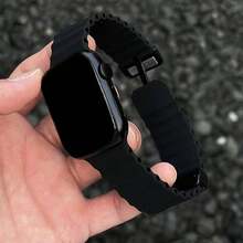 1pc Black Liquid Silicone Sports Magnetic Watch Band Compatible With Apple Watch Ultra2/Ultra/S11/10/9/8/7/6/5/4/3/Se2/Se As A Gift For Students Returning To School