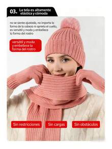 TendenciaGorro Bufanda Conjunto Para Frio Invierno Tejido Lana  MujerCalidad premium - Beige - Ver 7