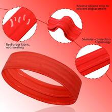 Workout Headbands Non Slip Headband Sport Headbands Sweatbands Elastic Sport Hair Bands For Sports Travel Indoor Fitness Gym - 紅色的 - 查看 5