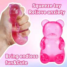 Stress Bear Squishy Ball, Gummy Bear Toy, Sugar Filled Squishy Toys For Kids Stress Relief - High Density Squeeze Balls For Students Calming - Ultra-Soft Decompression Venting Toys(Pink). - 粉色 - 查看 3