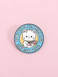 1PC Cute Angry Cat Enamel Pins Cute Cartoon Paws Off Or I Will Break Your Knees Brooches Lapel Badges Fun Jewelry Gift For Friends - Multicolor - View 5