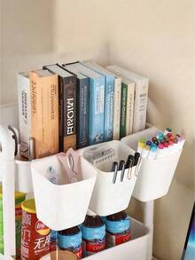 多层易组装书架、简约落地式衣柜、多功能储物柜、可移动桌边书架、落地式办公桌推车、图书收纳架、办公学习收纳架、笔筒、教科书及文件整理架 - 彩色 - 查看 8