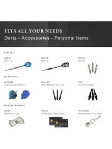Sentry - Funda Delgada de EVA para Dardos de Acero y Punta Suave, Tiene Capacidad para 6 Dardos y Cuenta con Almacenamiento Integrado para vuelos, Puntas y Ejes,38953812 - Dorado - Ver 6