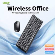 Juego de teclado y ratón inalámbrico ACER OCC317, diseño minimalista de oficina, teclado ligero + ratón silencioso, receptor 2.4G plug and play, larga duración de la batería, adecuado para oficina, portátiles de negocios, ratón compacto, funcionamiento silencioso, dispositivo plug and play, entusiastas de la tecnología - Negro - Ver 1